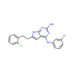 Nc1nc(Nc2cccc(Br)c2)c2cc(CCc3ccccc3Cl)[nH]c2n1 ZINC000040939145