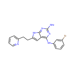 Nc1nc(Nc2cccc(Br)c2)c2cc(CCc3ccccn3)[nH]c2n1 ZINC000095585975