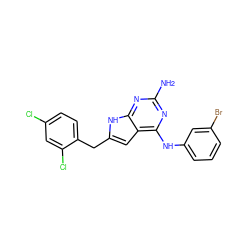 Nc1nc(Nc2cccc(Br)c2)c2cc(Cc3ccc(Cl)cc3Cl)[nH]c2n1 ZINC000013859510