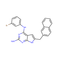 Nc1nc(Nc2cccc(Br)c2)c2cc(Cc3ccc4ccccc4c3)[nH]c2n1 ZINC000013859513