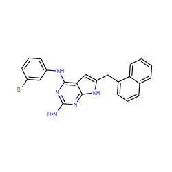 Nc1nc(Nc2cccc(Br)c2)c2cc(Cc3cccc4ccccc34)[nH]c2n1 ZINC000013859512