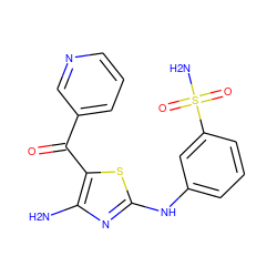 Nc1nc(Nc2cccc(S(N)(=O)=O)c2)sc1C(=O)c1cccnc1 ZINC000096905494