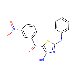 Nc1nc(Nc2ccccc2)sc1C(=O)c1cccc([N+](=O)[O-])c1 ZINC000096905501