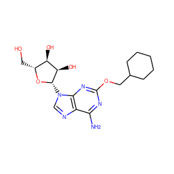 Nc1nc(OCC2CCCCC2)nc2c1ncn2[C@@H]1O[C@H](CO)[C@@H](O)[C@H]1O ZINC000013815062