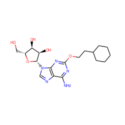 Nc1nc(OCCC2CCCCC2)nc2c1ncn2[C@@H]1O[C@H](CO)[C@@H](O)[C@H]1O ZINC000005163086