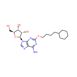 Nc1nc(OCCCCC2CCCCC2)nc2c1ncn2[C@H]1O[C@@H](CO)[C@H](O)[C@@H]1O ZINC000048998130