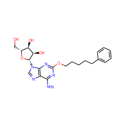 Nc1nc(OCCCCCc2ccccc2)nc2c1ncn2[C@@H]1O[C@H](CO)[C@@H](O)[C@H]1O ZINC000013815123