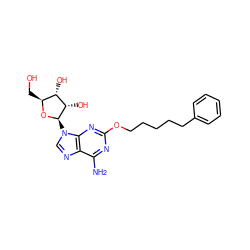 Nc1nc(OCCCCCc2ccccc2)nc2c1ncn2[C@H]1O[C@@H](CO)[C@H](O)[C@@H]1O ZINC000048998587