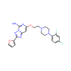 Nc1nc(OCCN2CCN(c3ccc(F)cc3F)CC2)cc2nc(-c3ccco3)nn12 ZINC000040421065