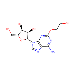 Nc1nc(OCCO)nc2c1ncn2[C@@H]1O[C@H](CO)[C@@H](O)[C@H]1O ZINC000013815106