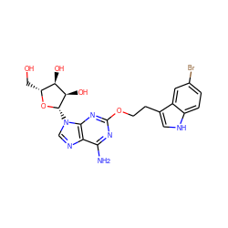 Nc1nc(OCCc2c[nH]c3ccc(Br)cc23)nc2c1ncn2[C@@H]1O[C@H](CO)[C@@H](O)[C@H]1O ZINC000028635504