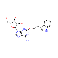 Nc1nc(OCCc2c[nH]c3ccccc23)nc2c1ncn2[C@@H]1O[C@H](CO)[C@@H](O)[C@H]1O ZINC000013815176