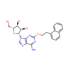 Nc1nc(OCCc2cccc3ccccc23)nc2c1ncn2[C@@H]1O[C@H](CO)[C@@H](O)[C@H]1O ZINC000013815180