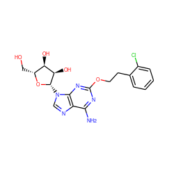 Nc1nc(OCCc2ccccc2Cl)nc2c1ncn2[C@@H]1O[C@H](CO)[C@@H](O)[C@H]1O ZINC000013815139