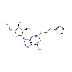 Nc1nc(OCCc2cccs2)nc2c1ncn2[C@@H]1O[C@H](CO)[C@@H](O)[C@H]1O ZINC000013815169