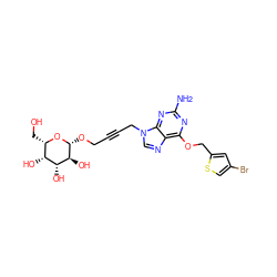 Nc1nc(OCc2cc(Br)cs2)c2ncn(CC#CCO[C@H]3O[C@@H](CO)[C@@H](O)[C@@H](O)[C@@H]3O)c2n1 ZINC000027406562