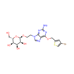 Nc1nc(OCc2cc(Br)cs2)c2ncn(CCO[C@@H]3O[C@@H](CO)[C@H](O)[C@H](O)[C@@H]3O)c2n1 ZINC000027323927