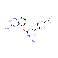 Nc1nc(Oc2cccc3[nH]c(=O)c(N)nc23)cc(-c2ccc(C(F)(F)F)cc2)n1 ZINC000040894836