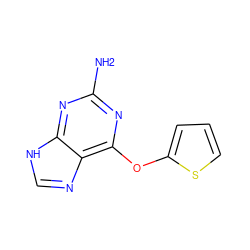 Nc1nc(Oc2cccs2)c2nc[nH]c2n1 ZINC000027329439