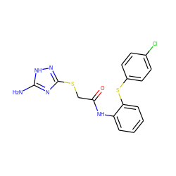 Nc1nc(SCC(=O)Nc2ccccc2Sc2ccc(Cl)cc2)n[nH]1 ZINC000008672589