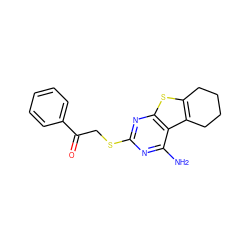 Nc1nc(SCC(=O)c2ccccc2)nc2sc3c(c12)CCCC3 ZINC000004734404