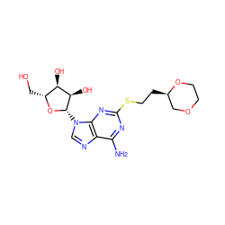 Nc1nc(SCC[C@@H]2COCCO2)nc2c1ncn2[C@@H]1O[C@H](CO)[C@@H](O)[C@H]1O ZINC000045291355