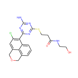 Nc1nc(SCCC(=O)NCCO)nc(-c2c(Cl)cc3c4c(cccc24)COC3)n1 ZINC000103229088