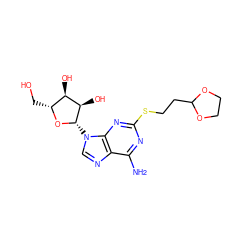 Nc1nc(SCCC2OCCO2)nc2c1ncn2[C@@H]1O[C@H](CO)[C@@H](O)[C@H]1O ZINC000045300678