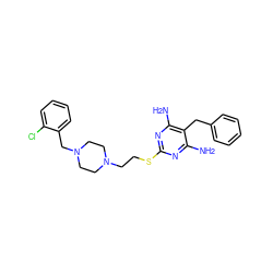 Nc1nc(SCCN2CCN(Cc3ccccc3Cl)CC2)nc(N)c1Cc1ccccc1 ZINC000022941211