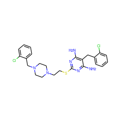 Nc1nc(SCCN2CCN(Cc3ccccc3Cl)CC2)nc(N)c1Cc1ccccc1Cl ZINC000022941215