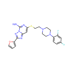 Nc1nc(SCCN2CCN(c3ccc(F)cc3F)CC2)cc2nc(-c3ccco3)nn12 ZINC000040919220