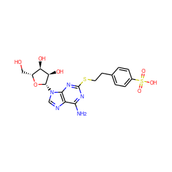 Nc1nc(SCCc2ccc(S(=O)(=O)O)cc2)nc2c1ncn2[C@@H]1O[C@H](CO)[C@@H](O)[C@H]1O ZINC000084669726