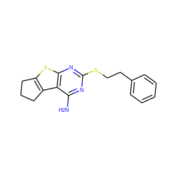 Nc1nc(SCCc2ccccc2)nc2sc3c(c12)CCC3 ZINC000000085709