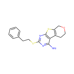 Nc1nc(SCCc2ccccc2)nc2sc3c(c12)CCOC3 ZINC000045321647