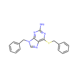 Nc1nc(SCc2ccccc2)c2ncn(Cc3ccccc3)c2n1 ZINC000001675231