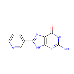 Nc1nc2[nH]c(-c3cccnc3)nc2c(=O)[nH]1 ZINC000027758564