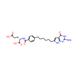 Nc1nc2[nH]c(CCCCCCc3ccc(C(=O)N[C@@H](CCC(=O)O)C(=O)O)cc3)cc2c(=O)[nH]1 ZINC000040424209