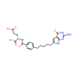 Nc1nc2[nH]c(CCCCCc3ccc(C(=O)N[C@@H](CCC(=O)O)C(=O)O)cc3)cc2c(=O)[nH]1 ZINC000040979841