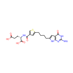 Nc1nc2[nH]c(CCCCc3cc(C(=O)N[C@@H](CCC(=O)O)C(=O)O)cs3)cc2c(=O)[nH]1 ZINC000095575535