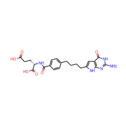 Nc1nc2[nH]c(CCCCc3ccc(C(=O)N[C@@H](CCC(=O)O)C(=O)O)cc3)cc2c(=O)[nH]1 ZINC000028460930