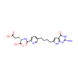 Nc1nc2[nH]c(CCCCc3ccc(C(=O)N[C@@H](CCC(=O)O)C(=O)O)nc3)cc2c(=O)[nH]1 ZINC000116642102