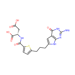 Nc1nc2[nH]c(CCCc3ccc(C(=O)N[C@@H](CC(=O)O)C(=O)O)s3)cc2c(=O)[nH]1 ZINC000299824411