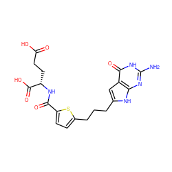 Nc1nc2[nH]c(CCCc3ccc(C(=O)N[C@@H](CCC(=O)O)C(=O)O)s3)cc2c(=O)[nH]1 ZINC000072124809