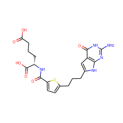 Nc1nc2[nH]c(CCCc3ccc(C(=O)N[C@@H](CCCC(=O)O)C(=O)O)s3)cc2c(=O)[nH]1 ZINC000299822022