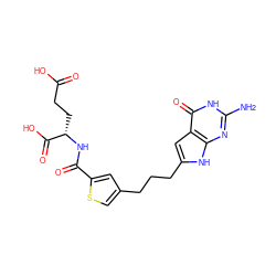 Nc1nc2[nH]c(CCCc3csc(C(=O)N[C@@H](CCC(=O)O)C(=O)O)c3)cc2c(=O)[nH]1 ZINC000116640603