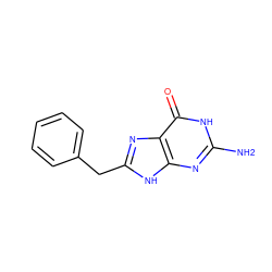 Nc1nc2[nH]c(Cc3ccccc3)nc2c(=O)[nH]1 ZINC000005117356