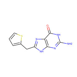 Nc1nc2[nH]c(Cc3cccs3)nc2c(=O)[nH]1 ZINC000027758092