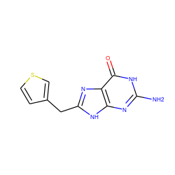 Nc1nc2[nH]c(Cc3ccsc3)nc2c(=O)[nH]1 ZINC000027751733