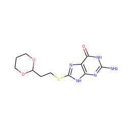 Nc1nc2[nH]c(SCCC3OCCCO3)nc2c(=O)[nH]1 ZINC000653895007