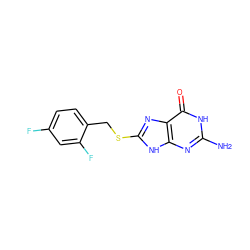 Nc1nc2[nH]c(SCc3ccc(F)cc3F)nc2c(=O)[nH]1 ZINC000653903408